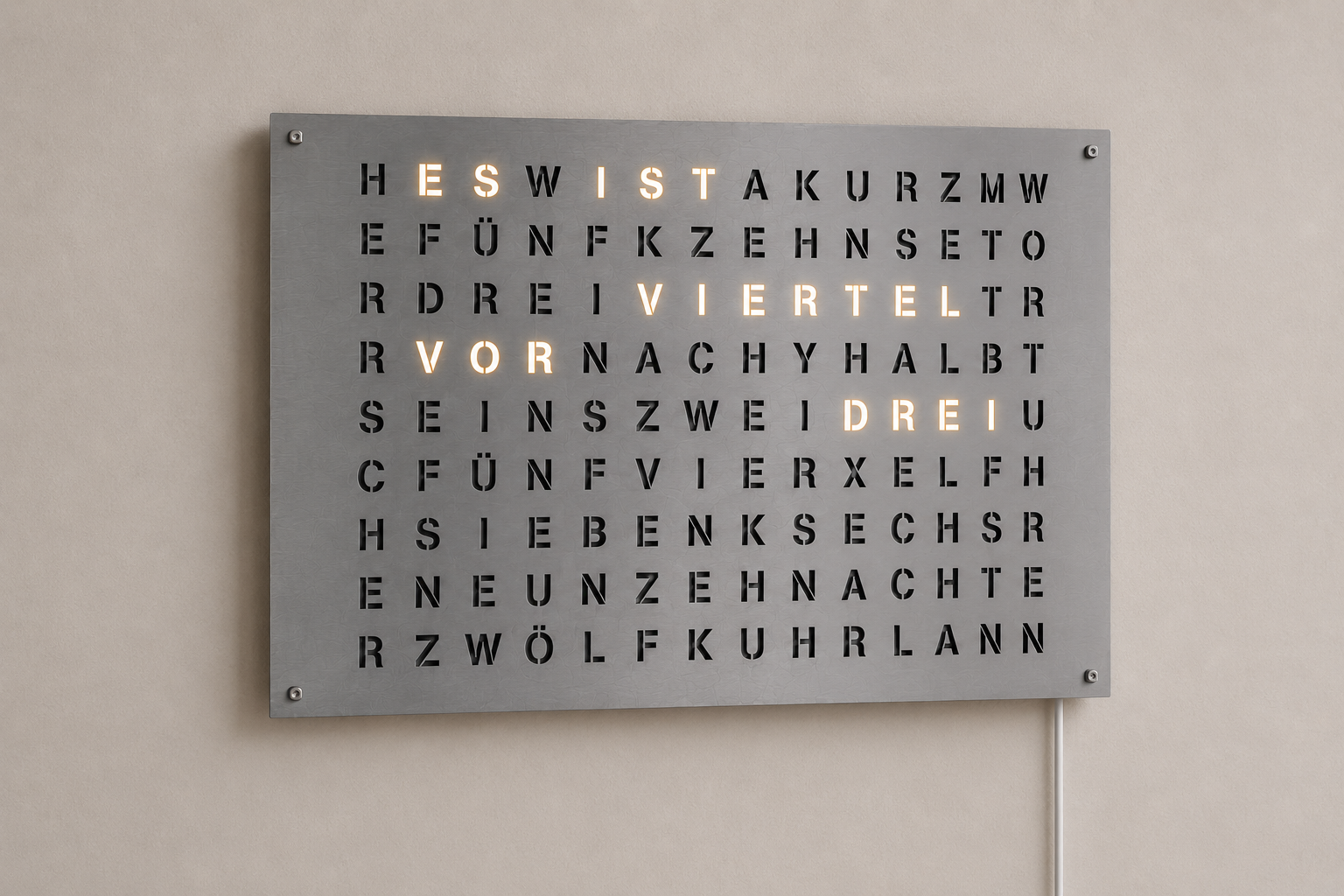 Die Herrscher Wortuhr in Edelstahl