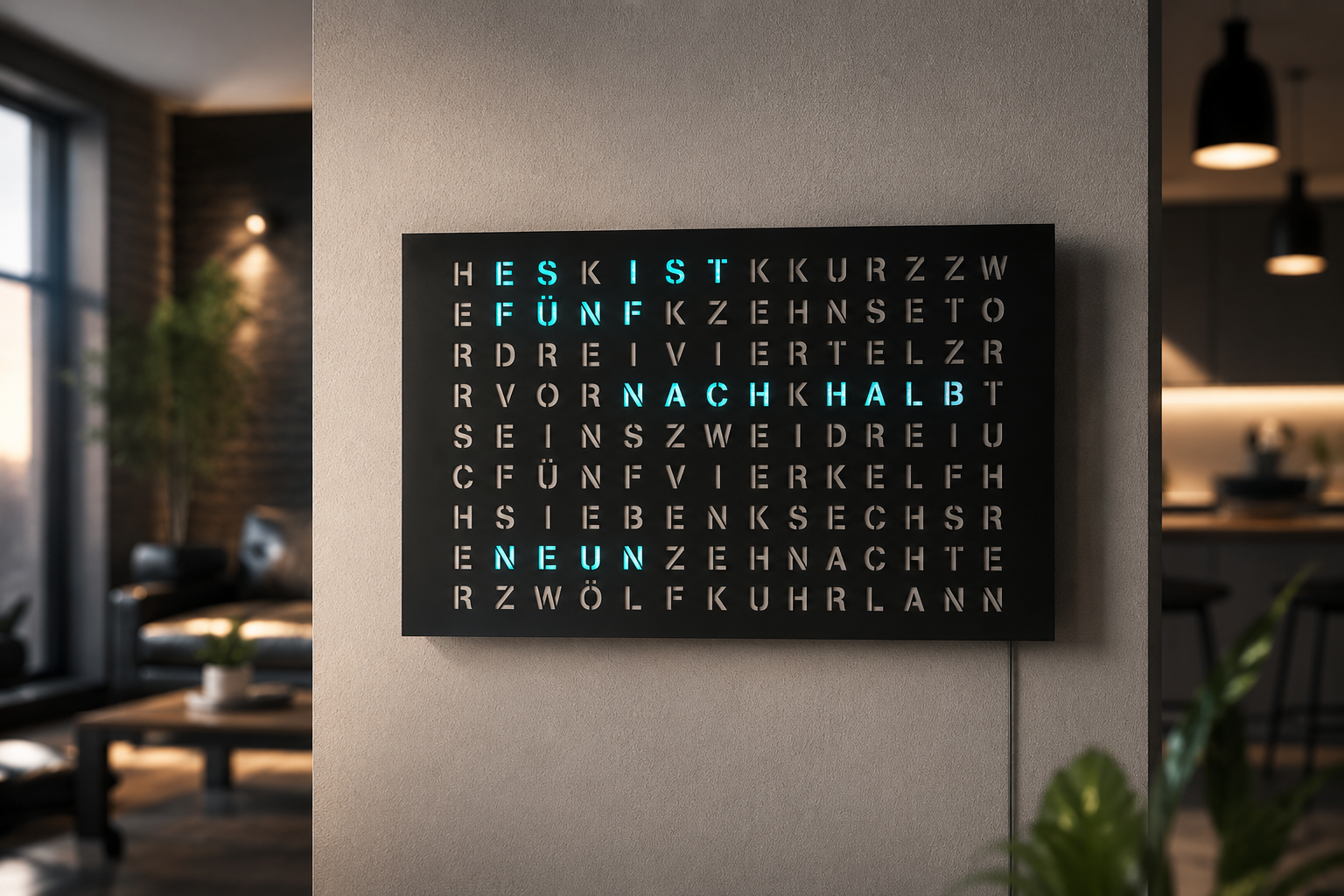 Die Herrscher Wortuhr in einem Loft