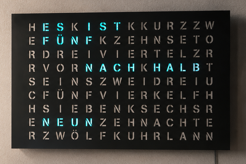 Die Herrscher Wortuhr in Schwarz